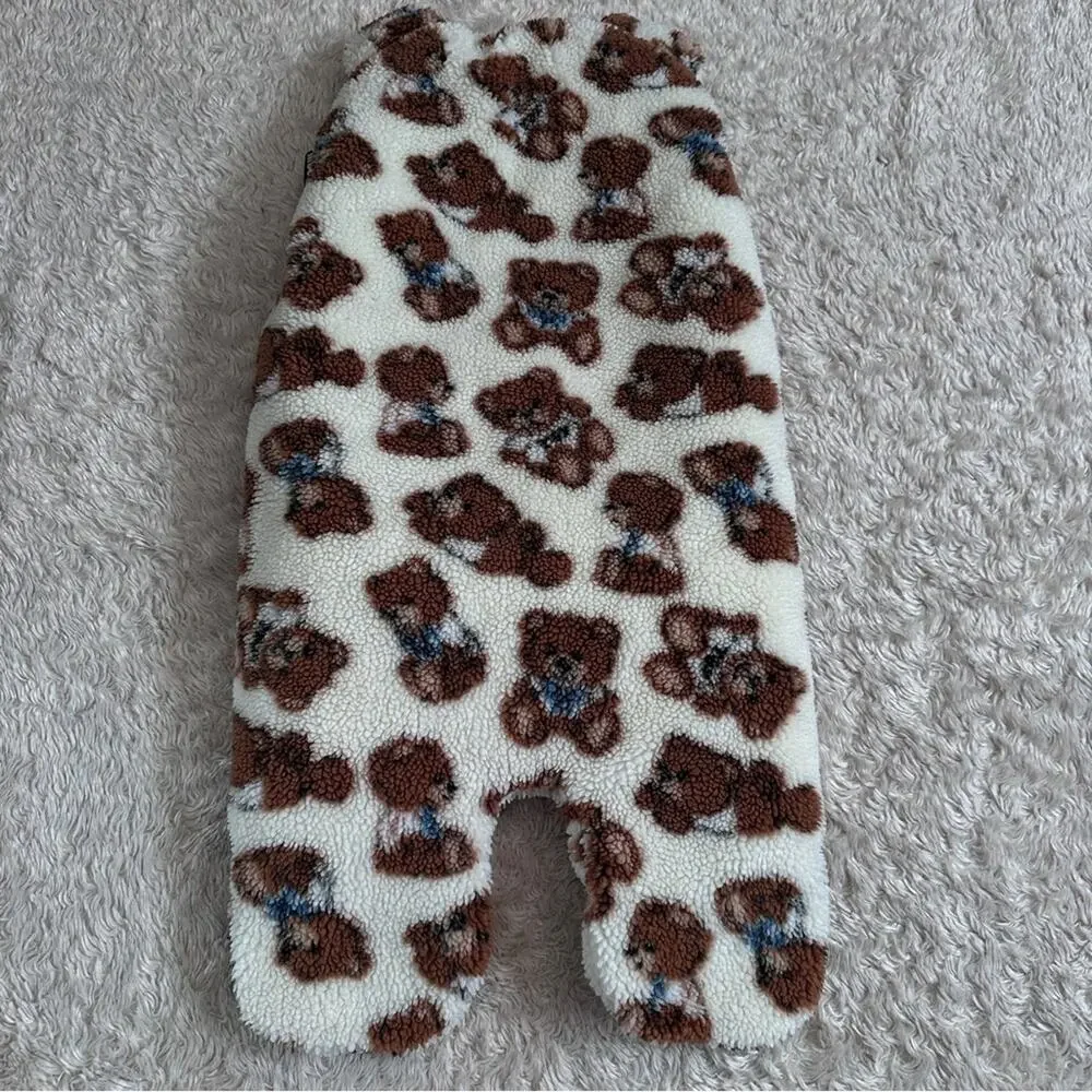 Moschino Cozy Teddy Bear Patterned Sherpa Baby Onesie